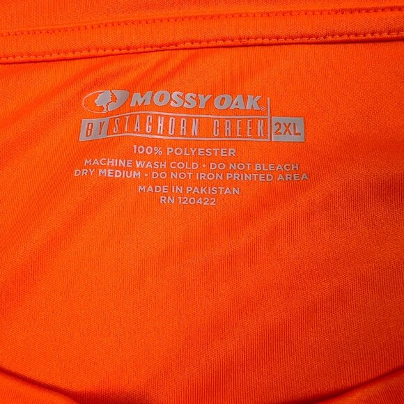 Mossy Oak By Staghorn Creek Mens T-Shirt 2XL Safety Orange Camouflage Logo - Picture 2 of 7